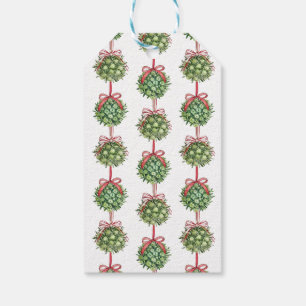 Coquette Mistletoe Watercolor Gift Wrap Tags
