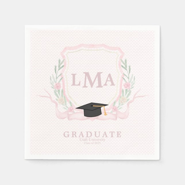 Coquette Monogram Graduation Napkin (Front)