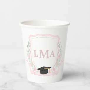 Coquette Monogram Graduation Paper Cups