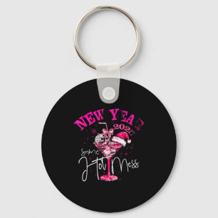 Coquette New Year Same Hot Mess 2025 Funny New Yea Key Ring