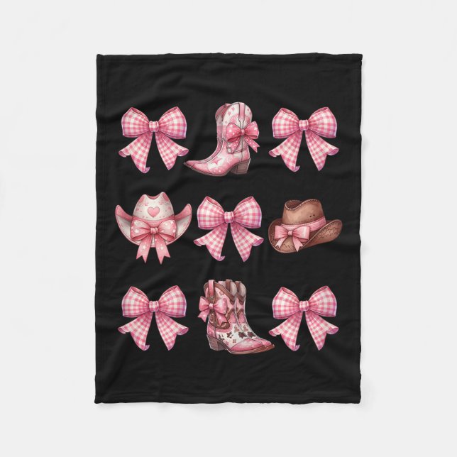 Coquette Nk Bow Cowgirl Boots And Hats  Fleece Blanket (Front)