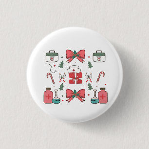Coquette Nurse Bow Custom Nurse  Xmas Christmas  3 Cm Round Badge