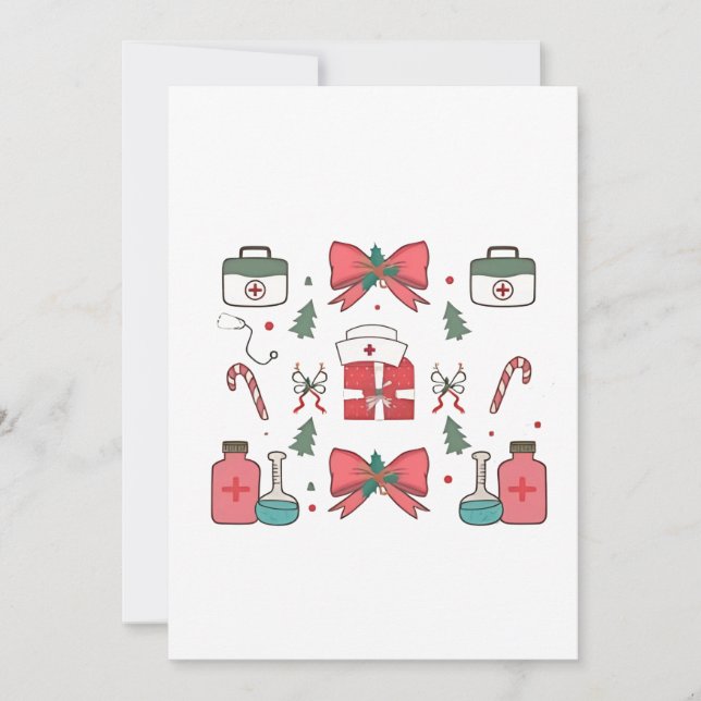 Coquette Nurse Bow Custom Nurse  Xmas Christmas  Invitation (Front)