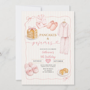 Coquette Pancakes and Pyjamas Girls Birthday Invitation