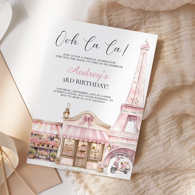 Coquette Paris French Parisian Cafe Birthday Invitation (Creator Uploaded)
