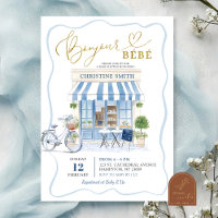Coquette Parisian cafe French Blue Baby Shower