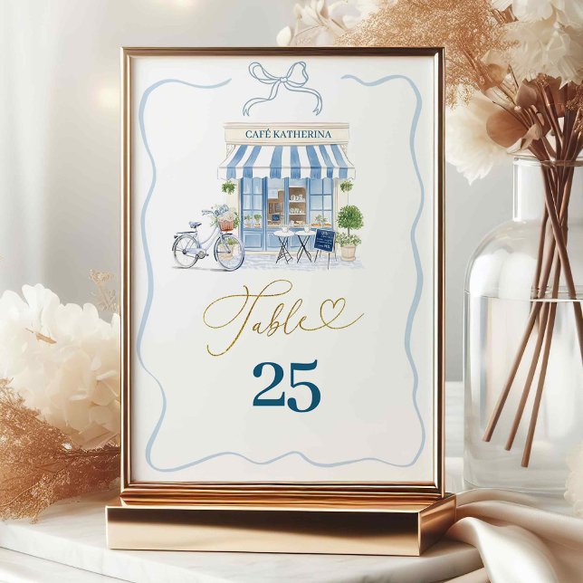 Coquette Parisian cafe French Blue Table Number (Creator Uploaded)