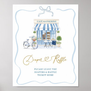 Coquette Parisian cafe French Diaper Raffle Poster