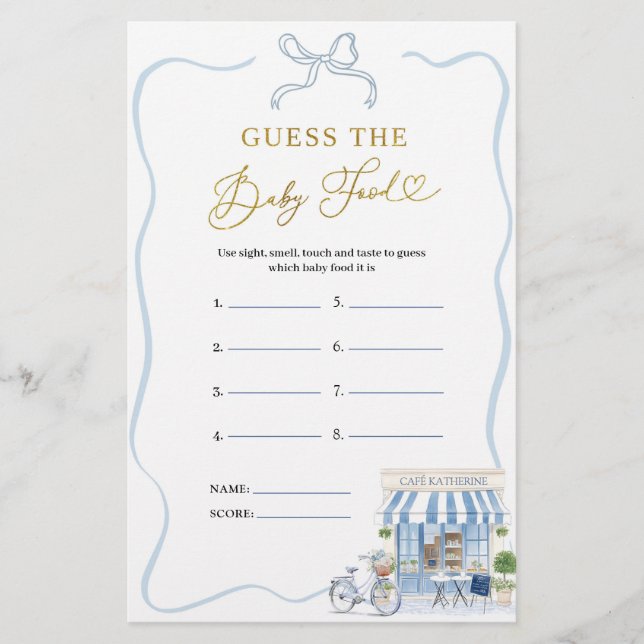 Coquette Parisian Cafe Guess The Baby Food Games (Front)