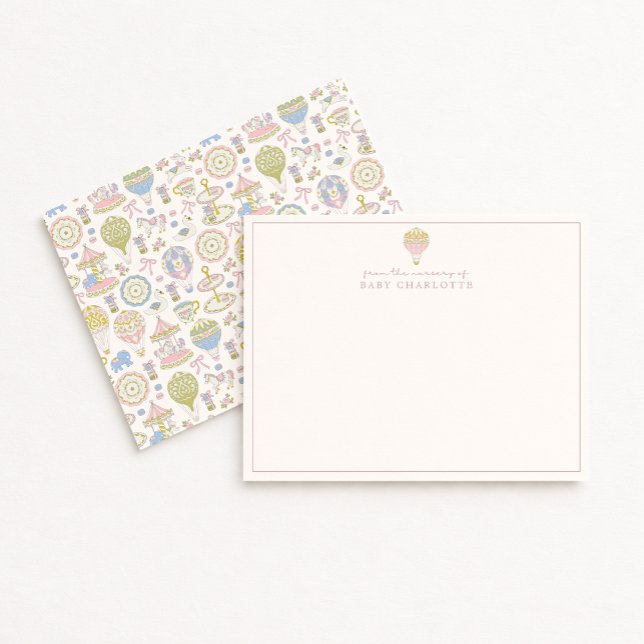 Coquette Pastel Circus Balloon Nursery Note Card (Creator Uploaded)