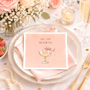 Coquette Pearls & Prosecco Bridal Shower Napkin