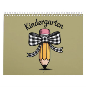 Coquette Pencil Bow Kindergarten Teacher School Calendar