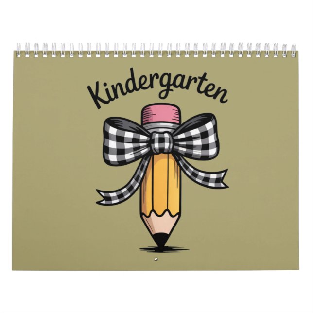 Coquette Pencil Bow Kindergarten Teacher School Calendar (Cover)