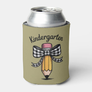 Coquette Pencil Bow Kindergarten Teacher School Can Cooler
