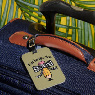 Coquette Pencil Bow Kindergarten Teacher School Luggage Tag