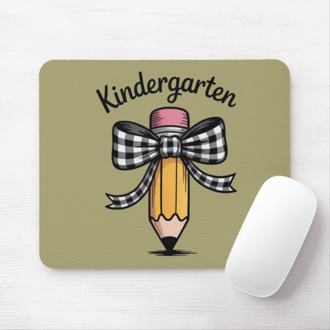 Coquette Pencil Bow Kindergarten Teacher School Mouse Pad (With Mouse)