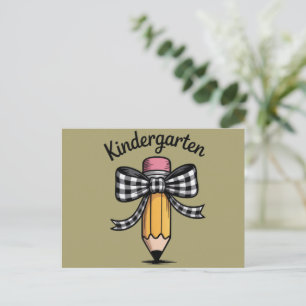 Coquette Pencil Bow Kindergarten Teacher School Postcard