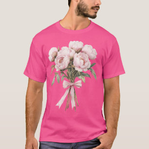 Coquette Peony Bouquet Inspired Flower Plant Lover T-Shirt