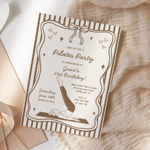 Coquette Pilates and Coffee Birthday Party Invitation