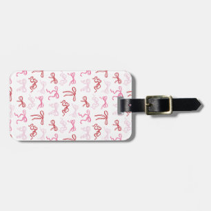 Coquette pink and red bow pattern Luggage Tag