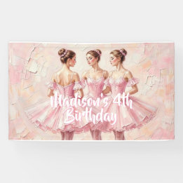 coquette pink ballerina birthday banner