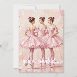 coquette pink ballerina birthday invitation