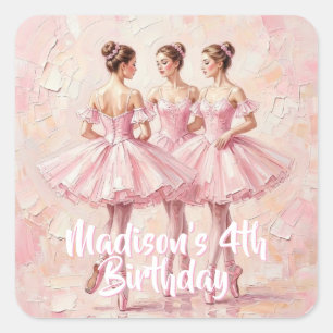 coquette pink ballerina birthday  square sticker