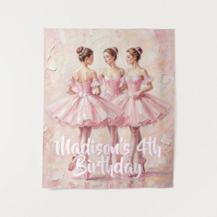 coquette pink ballerina birthday tapestry