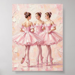 coquette pink ballerina oil painting (poster) poster
