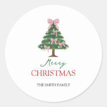 Coquette Pink Bow and Green Christmas Tree