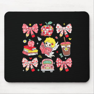 Coquette Pink Bow Apple Teacher Appreciation Valen Mouse Pad