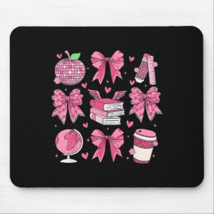 Coquette Pink Bow Apple Teacher Appreciation Valen Mouse Pad
