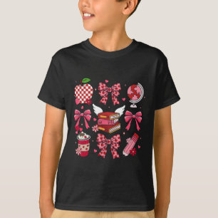 Coquette Pink Bow Apple Teacher Appreciation Valen T-Shirt