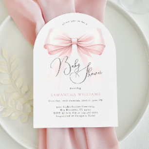 Coquette Pink Bow Arch Baby Shower Invitation