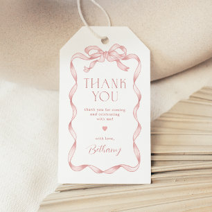 Coquette Pink Bow Baby Girl Thank You Gift Tags