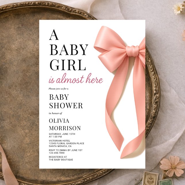 Coquette Pink Bow Baby Shower Invitation (Creator Uploaded)