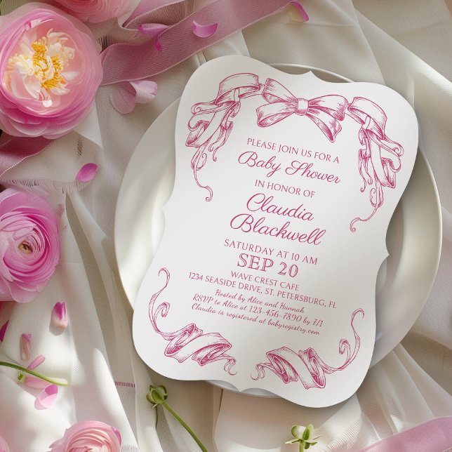 Coquette Pink Bow Baby Shower Invitation (Creator Uploaded)
