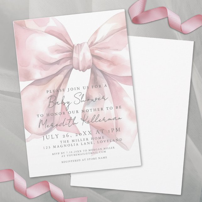 Coquette Pink Bow Baby Shower Invitation (Coquette Pink Bow Baby Shower Invitation)