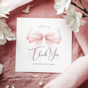 Coquette Pink Bow Baby Shower Thank You Card