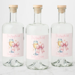 Coquette Pink Bow Bachelorette Party  Liquor Bottle Label