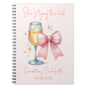 Coquette Pink Bow Bachelorette Party Notebook