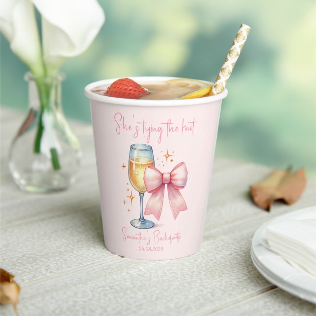 Coquette Pink Bow Bachelorette Party  Paper Cups (Insitu)