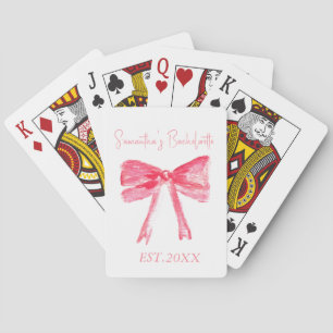 Coquette Pink Bow Bachelorette Party Playing Cards