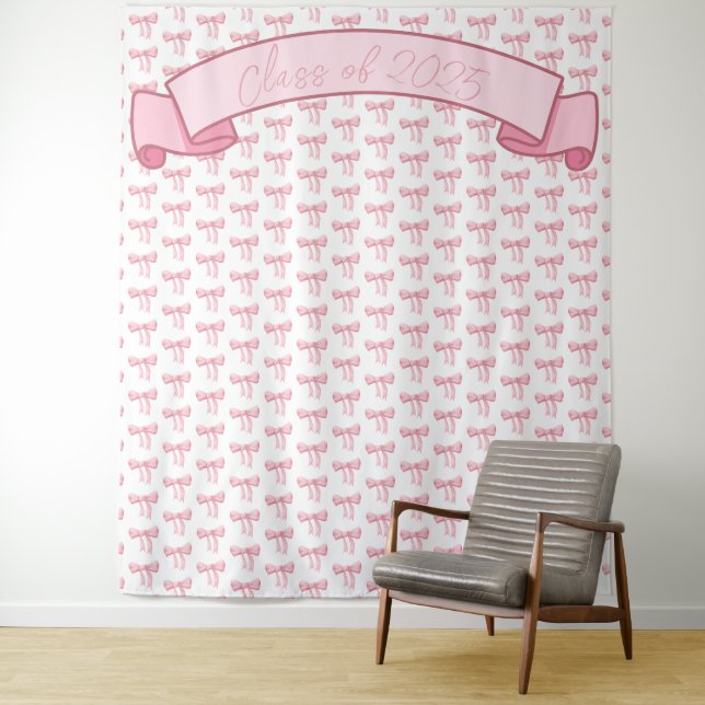 Coquette Pink Bow Backdrop Tapestry (In Situ)