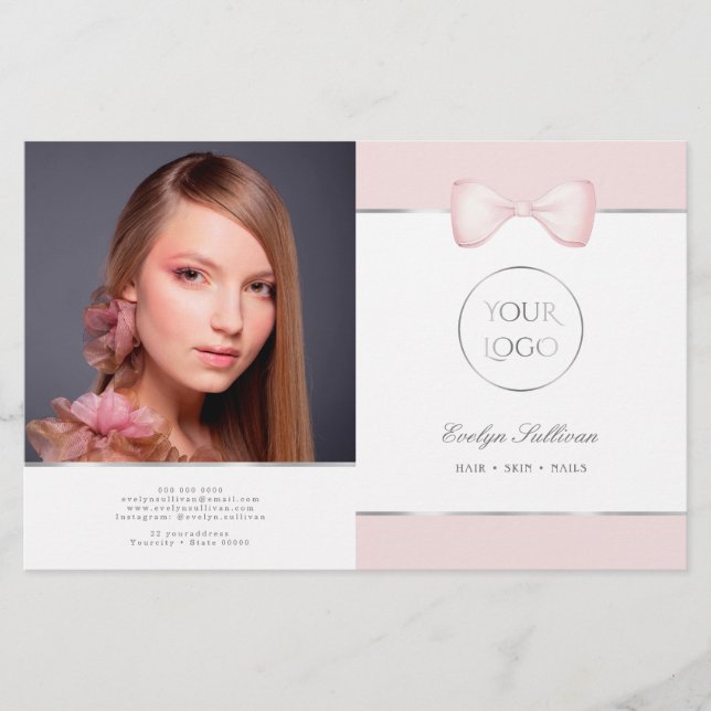 Coquette Pink Bow Bifold Brochure (Front)