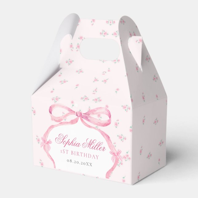 Coquette Pink Bow Birthday Favour Box (Front Side)