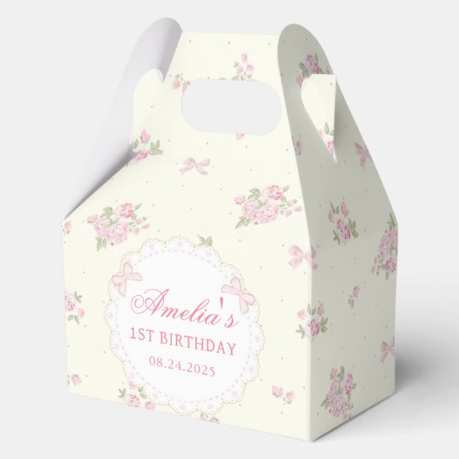Coquette Pink Bow Birthday Favour Boxes (Front)