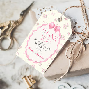 Coquette Pink Bow Birthday Gift Tag