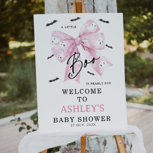 Coquette Pink Bow Boo Baby Shower Welcome Sign