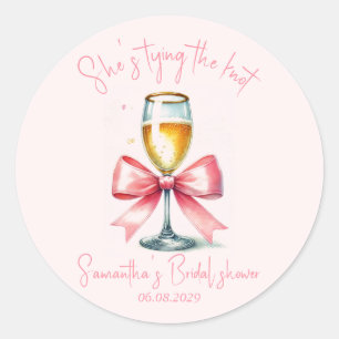 Coquette Pink Bow Bridal shower Classic Round Sticker